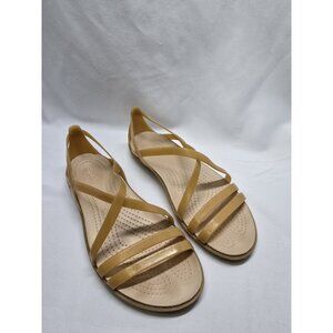 Crocs Isabella Strappy Jelly Sandals Womens Size 7 Beige/Tan Slip On